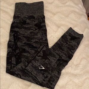 Black and Gray Gymshark Camo Leggings